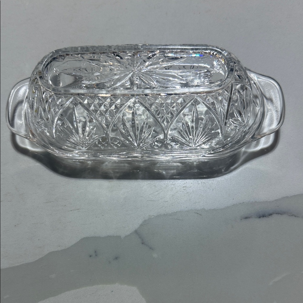 Elegant Crystal Butter Dish